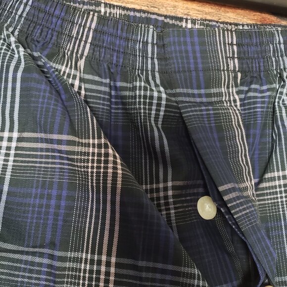 NEW Byford Of London Mens Size M Combed Cotton Blue Plaid Pajama Lounge Pants - Picture 6 of 6